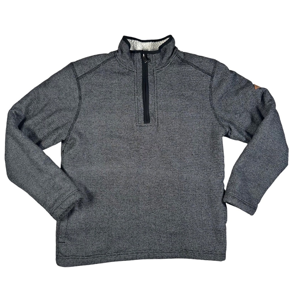 Orvis‎ Mens Medium 1/4 Zip Sherpa Lined Fleece Pullover Sweater Black White